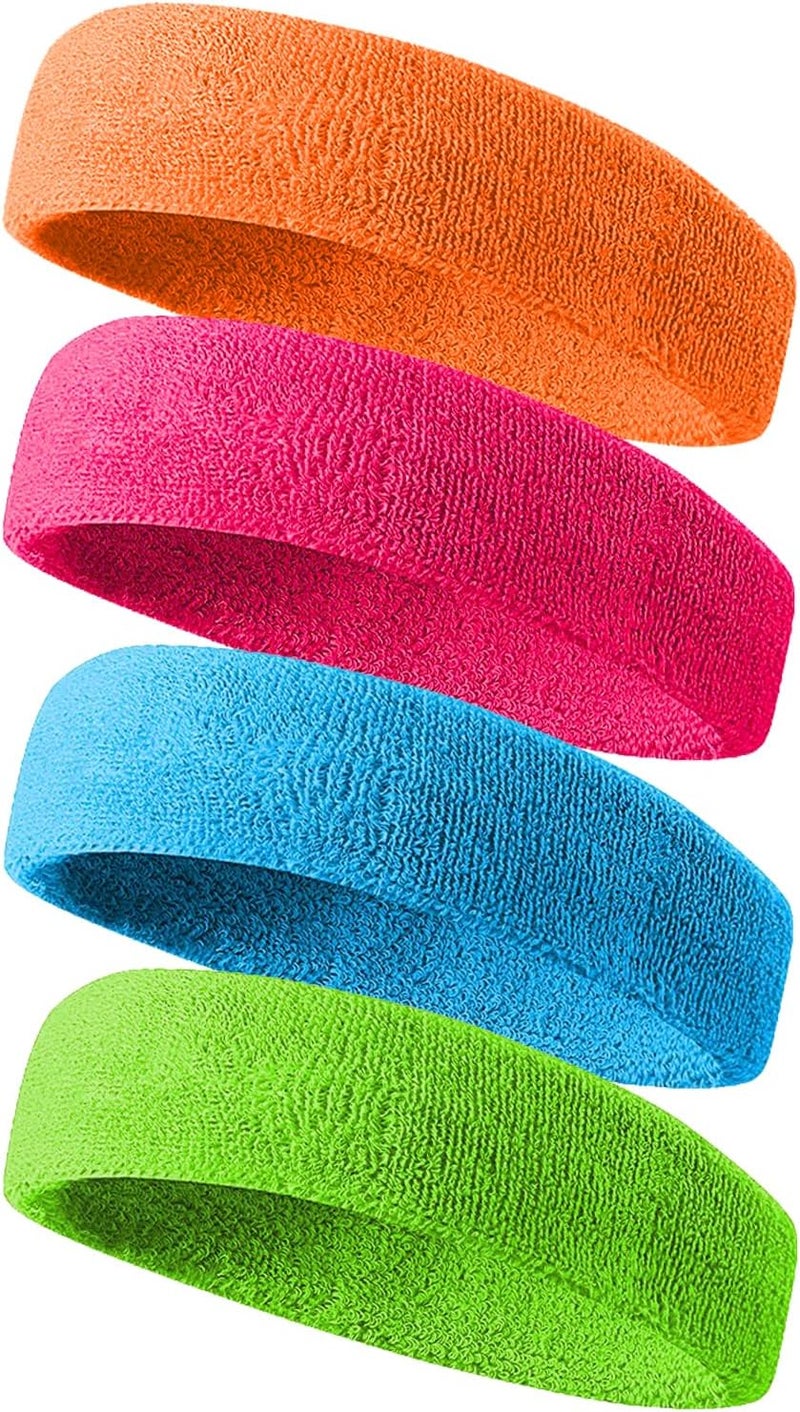 Tanluhu Sweatbands Sport Headbands for Men & Women,Terry Cloth Sweat Band for Tennis, Running, Basketball, Working Out, Execise - Athletic Sweat Cotton Headband Outdoor - Image 1